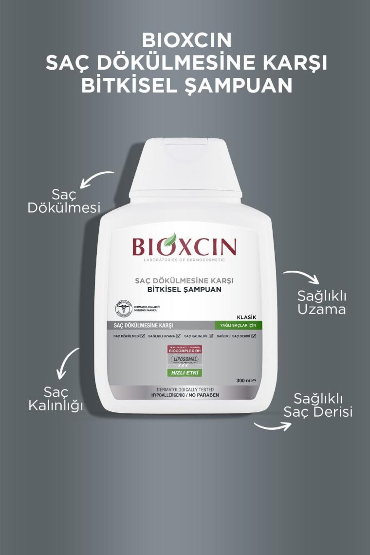 Bioxcin Klasik Bitkisel Yağlı Saçlar için Dökülme Karşıtı Şampuan 3x300 ml