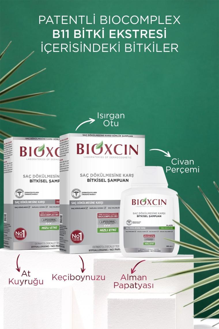 Bioxcin Klasik Bitkisel Yağlı Saçlar için Dökülme Karşıtı Şampuan 3x300 ml
