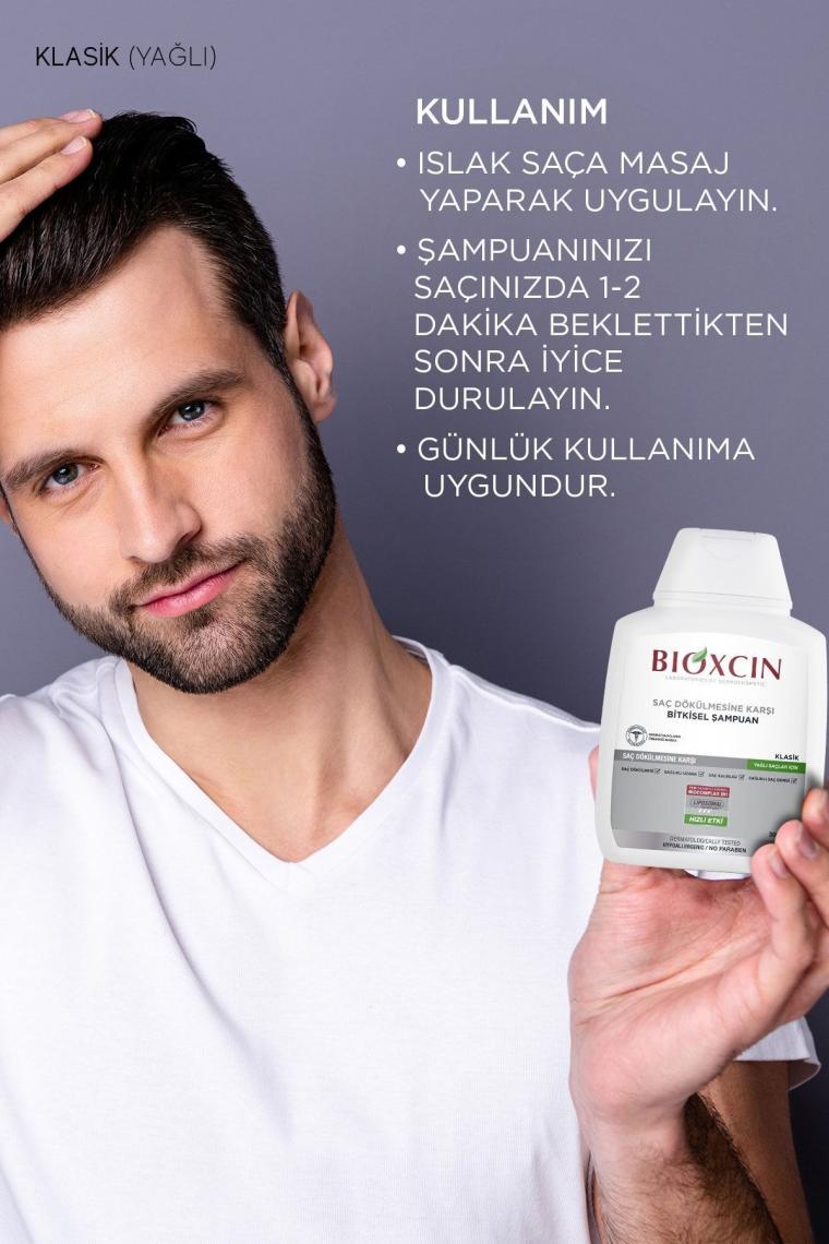 Bioxcin Klasik Bitkisel Yağlı Saçlar için Dökülme Karşıtı Şampuan 3x300 ml