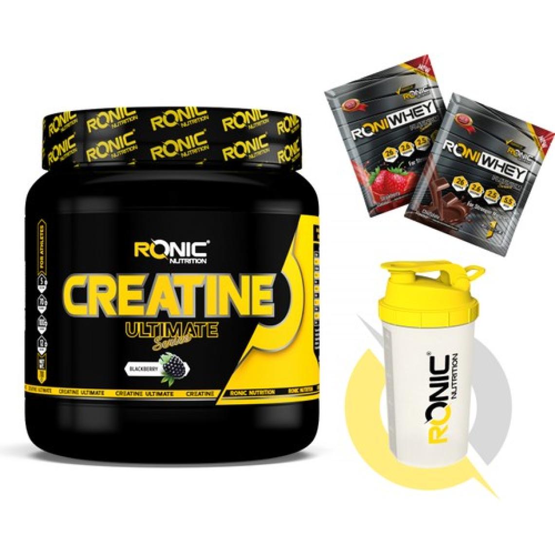 Ronic Nutrition Creatine Ultimate 700 G (Böğürtlen Aromalı) Shaker ve 2 Adet Tek Kullanımlık Whey Hediye
