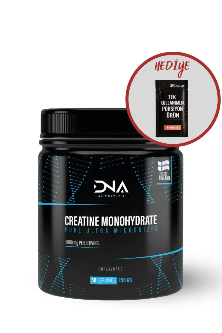 DNA Nutrition Saf Mikronize Kreatin Monohidrat Tozu - 250 gr, 50 Porsiyon, Finlandiya Menşeli