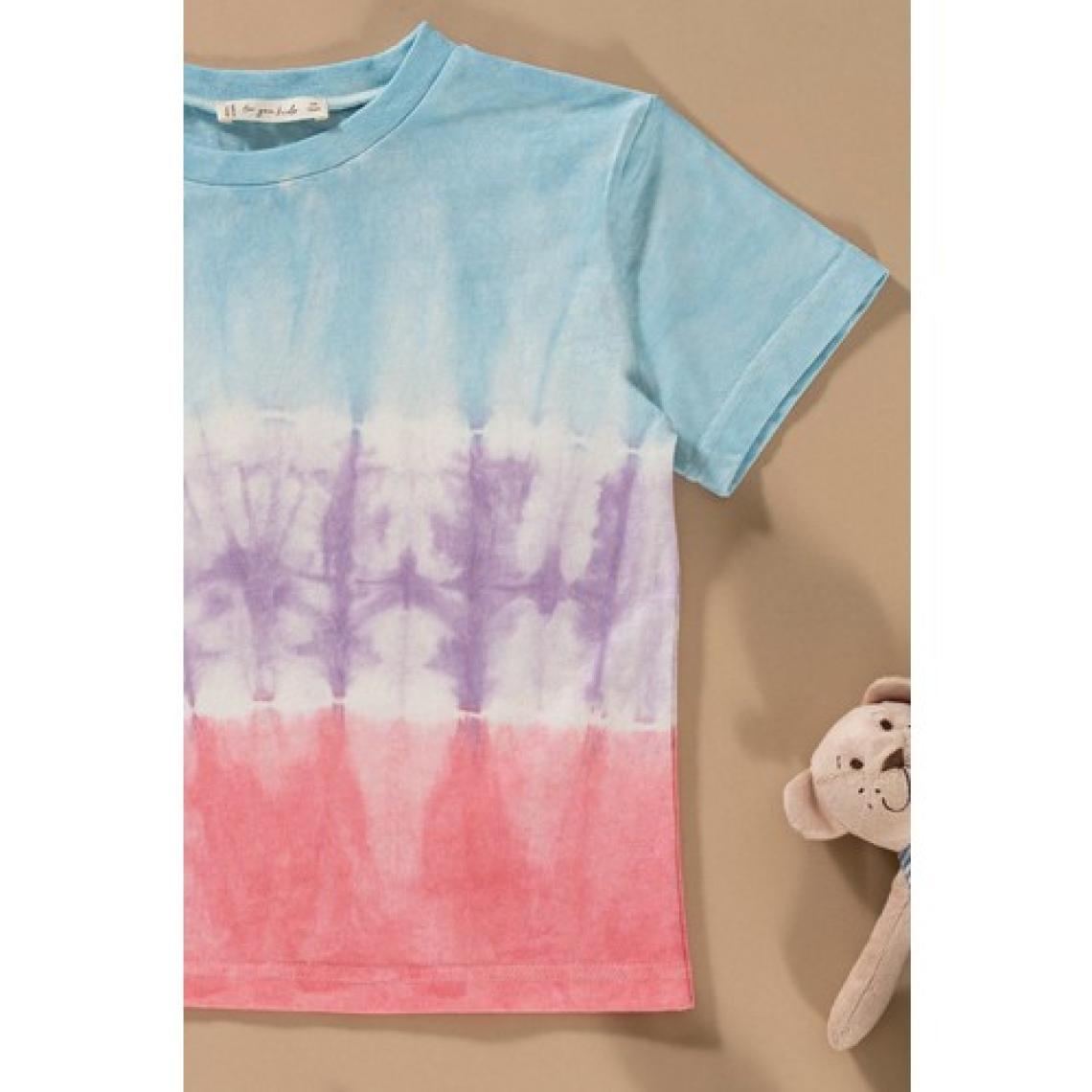 For You Kids Batik Yıkamalı Mavi Tshirt Şort Takım