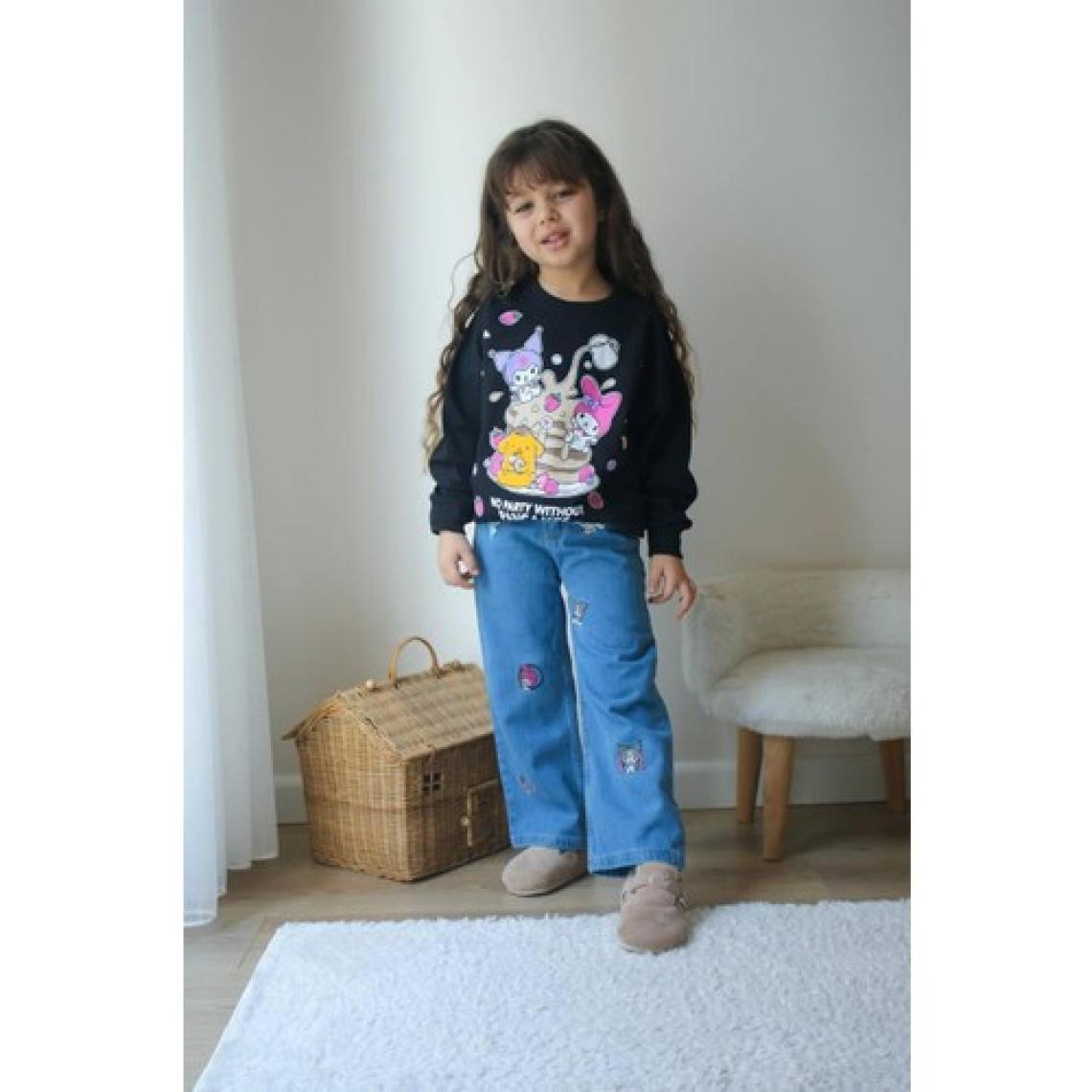 Cg Kids Kuromi Modelli Kot Pantolon Nakışlı 2li Takım Kız Çocuk
