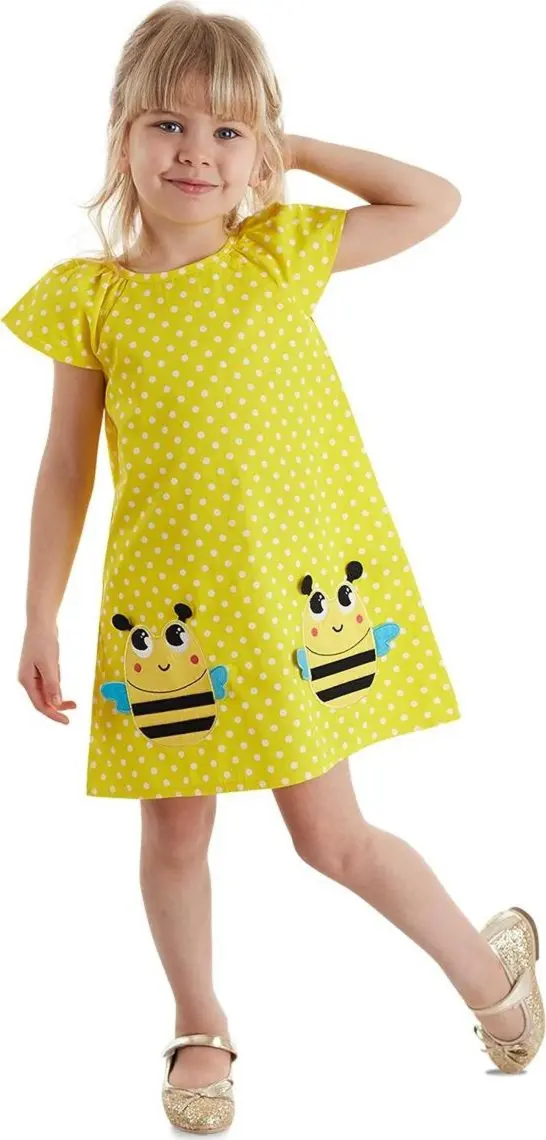 Denokids Puanlı Arılar Kız Çocuk Elbise