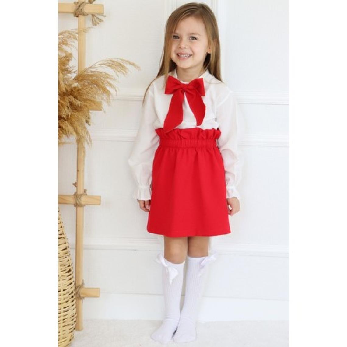 Parla Kids Kız Çocuk Uzun Kollu Kırmızı Etek Ekru Bluz Fular 29 Ekim Takım