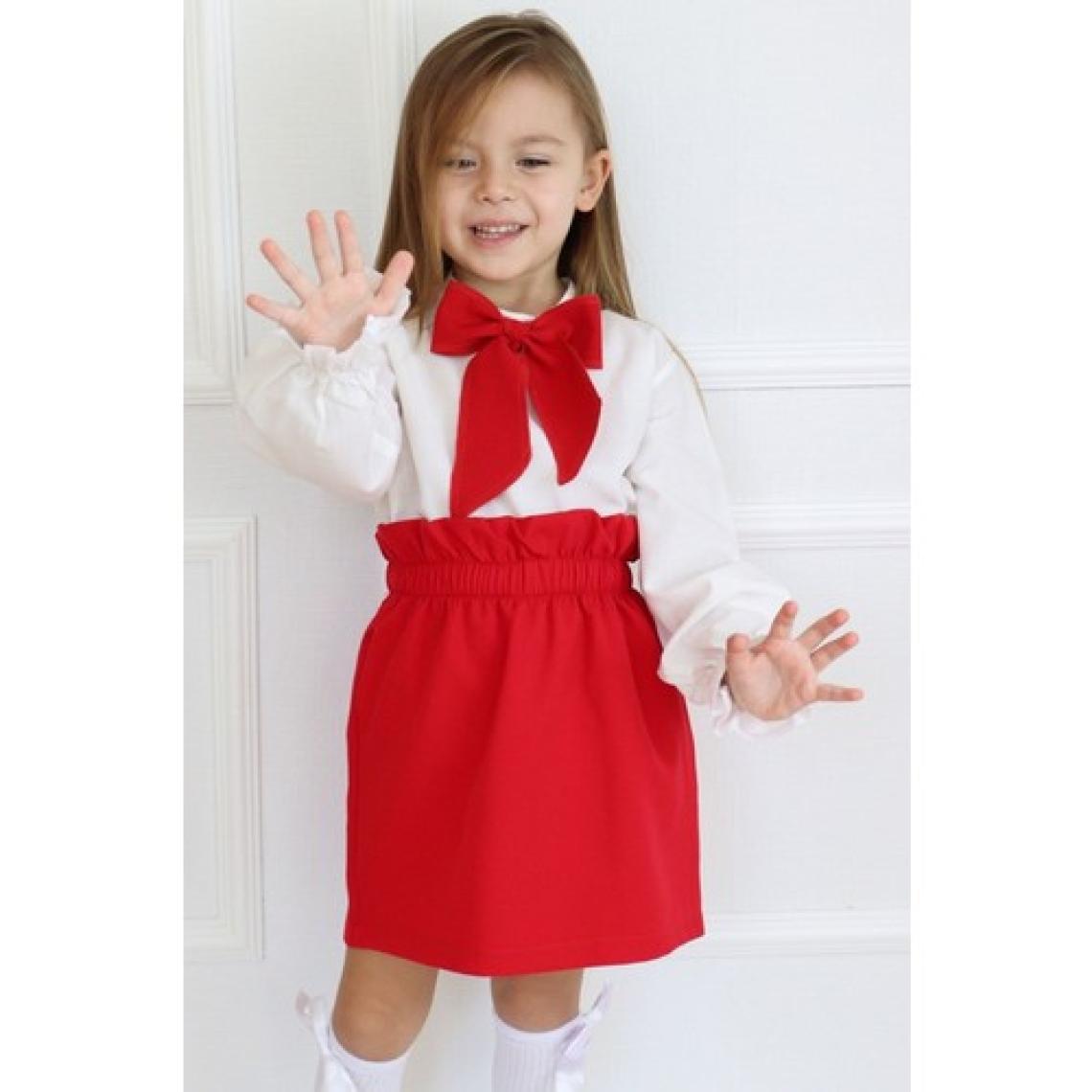 Parla Kids Kız Çocuk Uzun Kollu Kırmızı Etek Ekru Bluz Fular 29 Ekim Takım