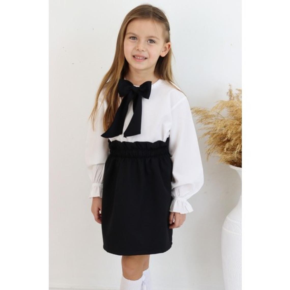 Parla Kids Kız Çocuk Uzun Kollu Siyah Etek Ekru Bluz Fular 23 Nisan Takım