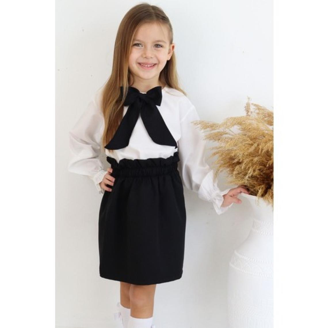 Parla Kids Kız Çocuk Uzun Kollu Siyah Etek Ekru Bluz Fular 23 Nisan Takım