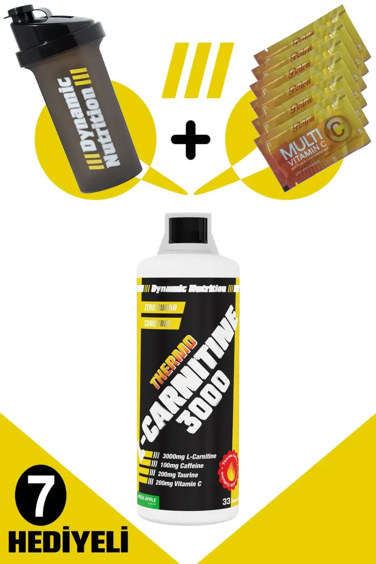 Dynamic Nutrition L-carnitine Thermo 3000 - 1000 ml - Yeşil Elma Aromalı - 40 Servis - L-karnitin