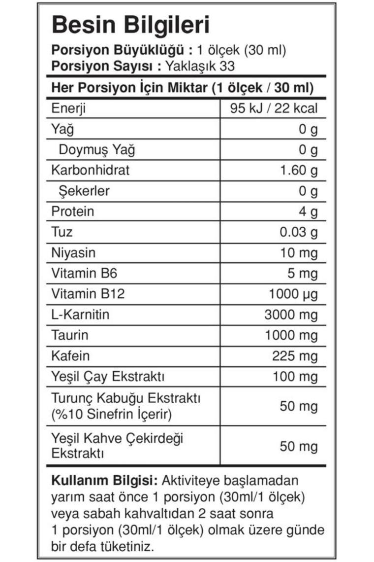Terminator L-carnitine 3000 Mg Portakal Aroma 1000 ml L Karnitin Termojenik Kafein