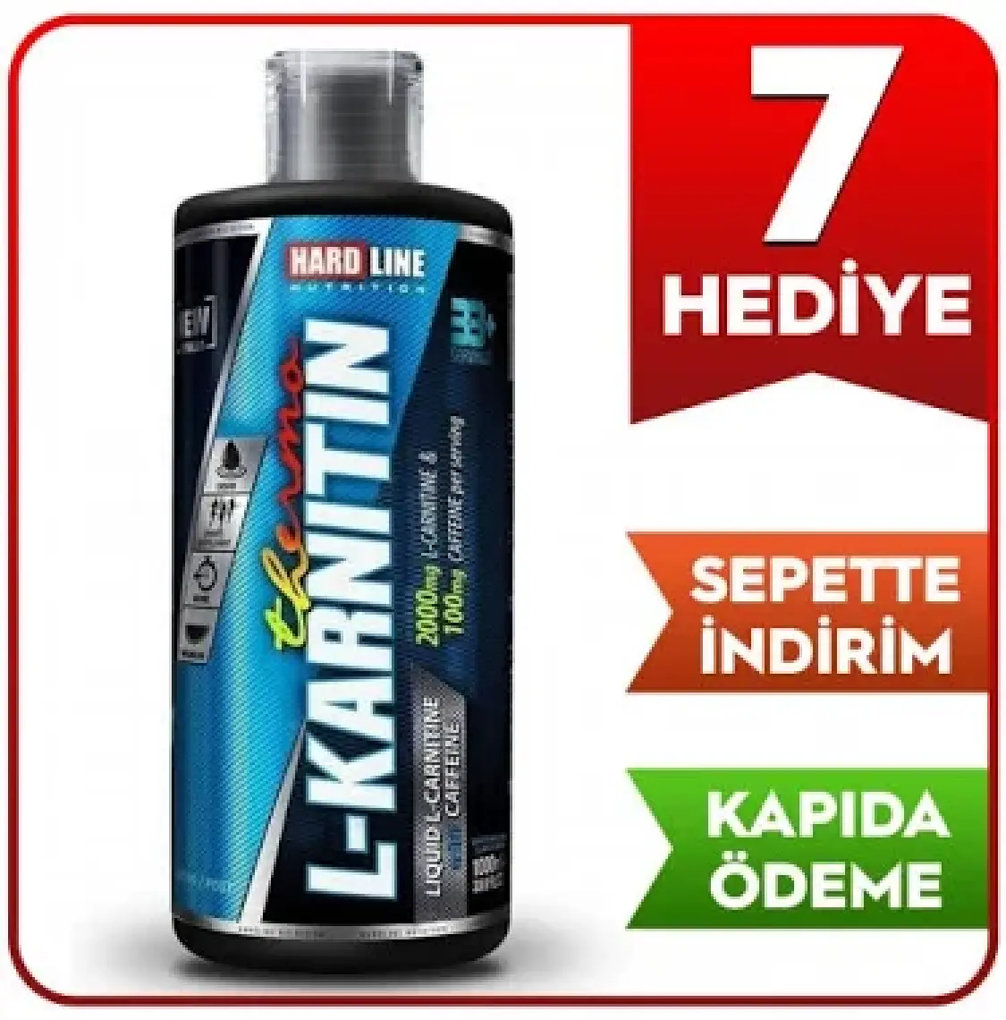 Hardline Nutrition L-Karnitin Thermo - LCarnitine, Caffeine (Kafein)  1000 ml Yeşil Elma