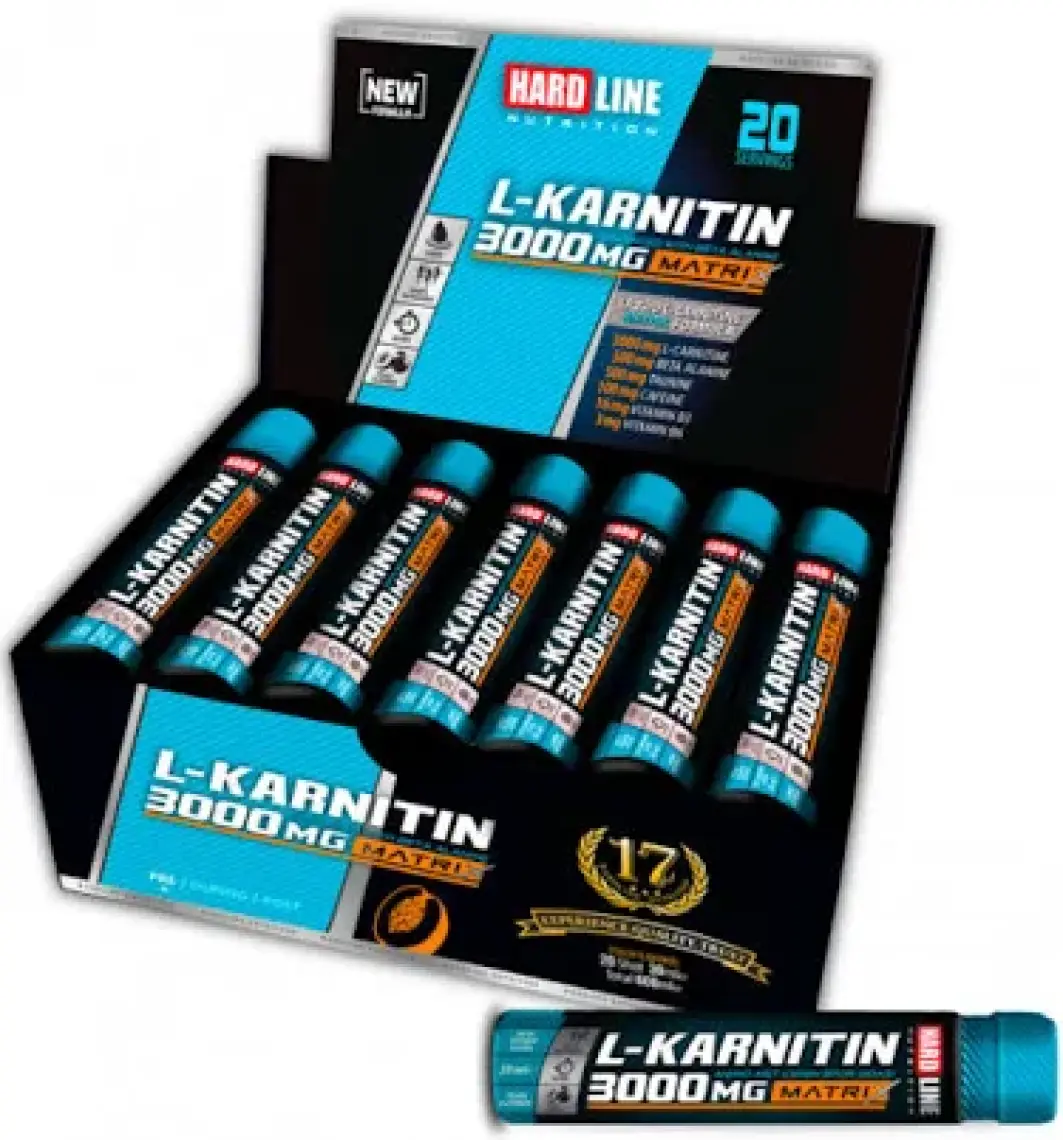 Hardline L-Karnitin Matrix 3000mg  -Lcarnitine, Beta Alanine,  Caffeine (Kafein) Şeftali 20 Adet (30 Ml)