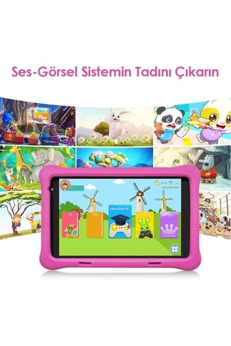 Rs407 2gb 32gb Android.11 8" Ips Ekran, A133 1.6ghz, Antişok Çocuk Tableti(KİDS TABLET)-pembe