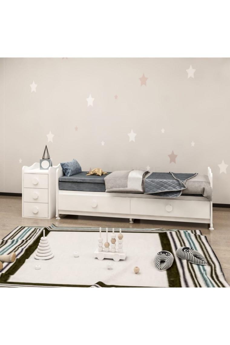 Melina 5 Çekmeceli Mdfli Büyüyen 60x120 Beşik - Beyaz (yatak