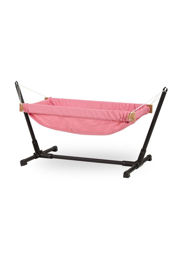 Standlı Ahşap Bebek Hamak Beşik (Pembe)