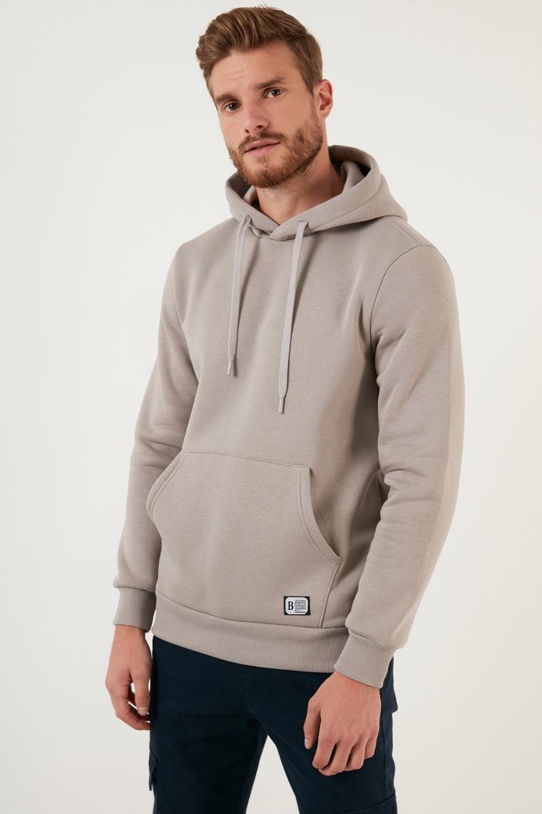 Buratti Slim Fit Kapüşonlu Kanguru Cepli İçi Tüylü Yumuşak Şardonlu Sweat Erkek SWEAT 5905281
