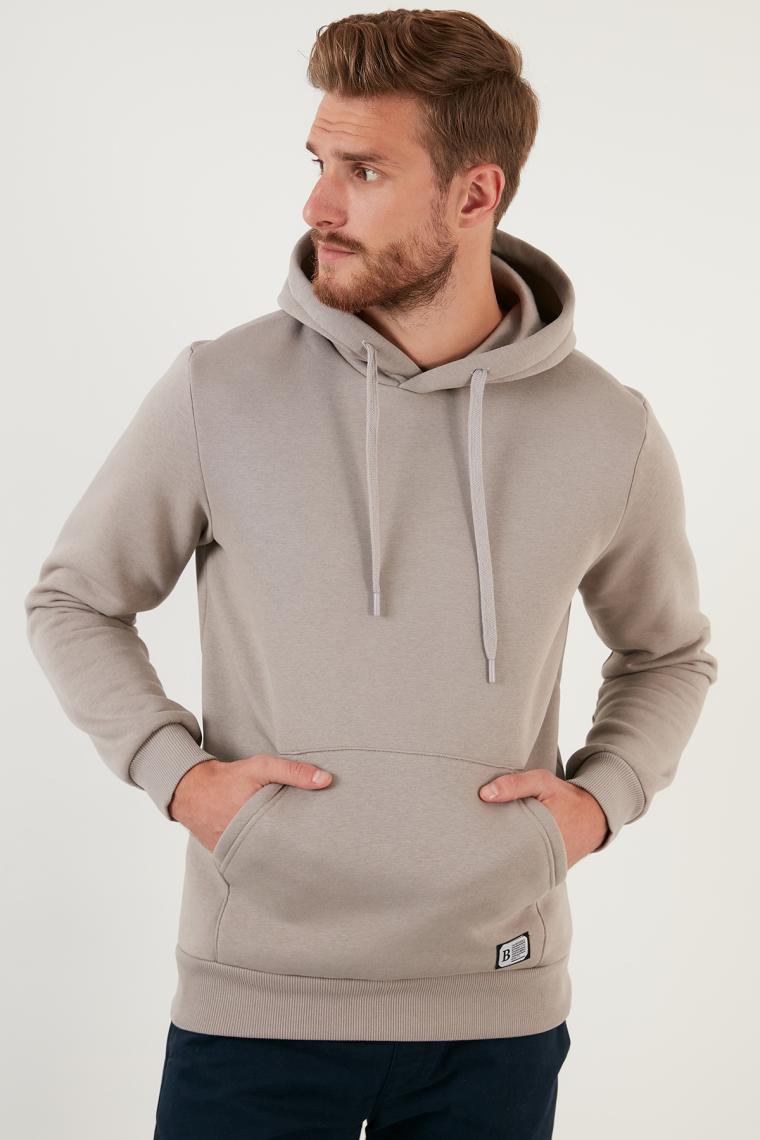 Buratti Slim Fit Kapüşonlu Kanguru Cepli İçi Tüylü Yumuşak Şardonlu Sweat Erkek SWEAT 5905281