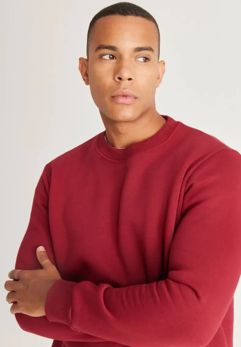 Altınyıldız Classics Erkek Bordo Standart Fit Normal Kesim Içi Polarlı 3 Iplik Bisiklet Yaka Pamuklu Sweatshirt