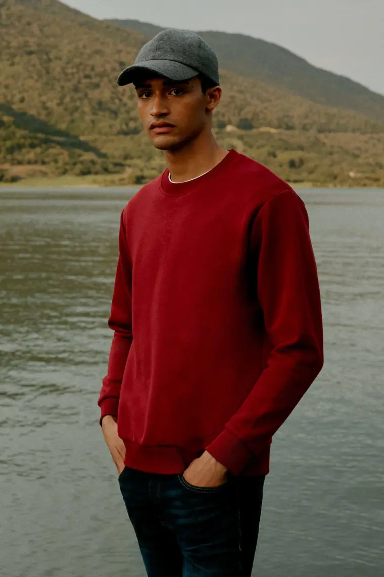 Altınyıldız Classics Erkek Bordo Standart Fit Normal Kesim Içi Polarlı 3 Iplik Bisiklet Yaka Pamuklu Sweatshirt