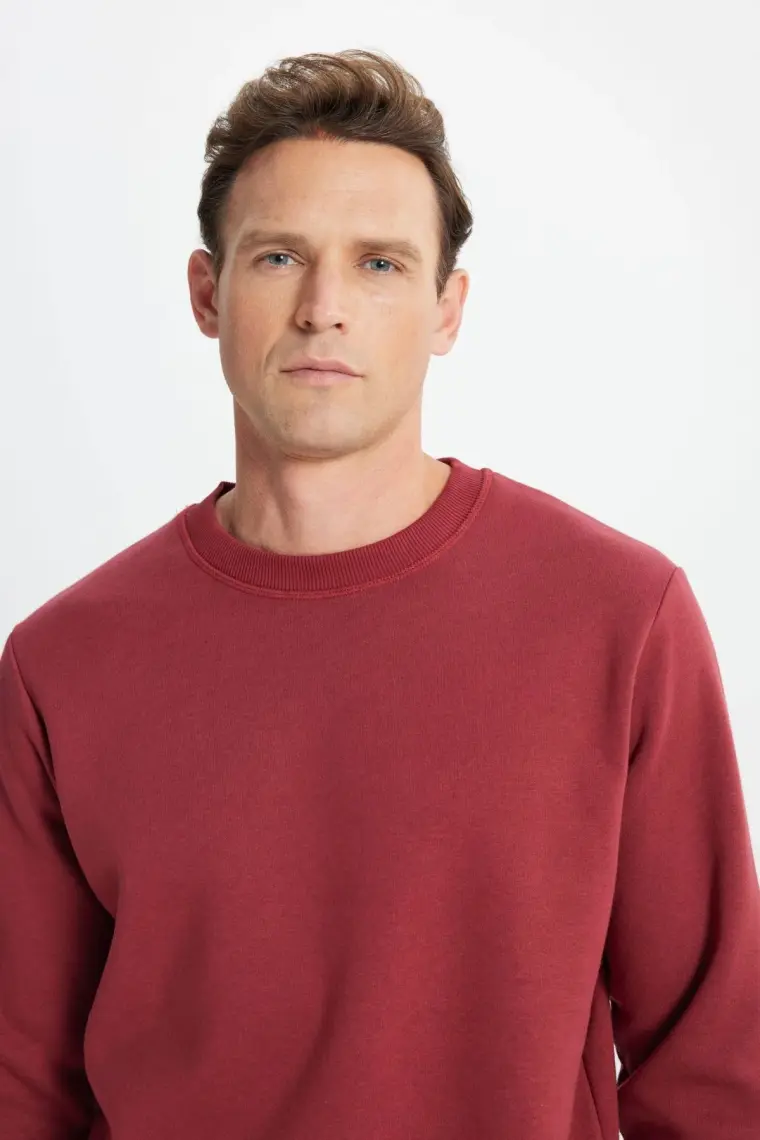 Altınyıldız Classics Erkek Bordo Standart Fit Normal Kesim Içi Polarlı 3 Iplik Bisiklet Yaka Pamuklu Sweatshirt