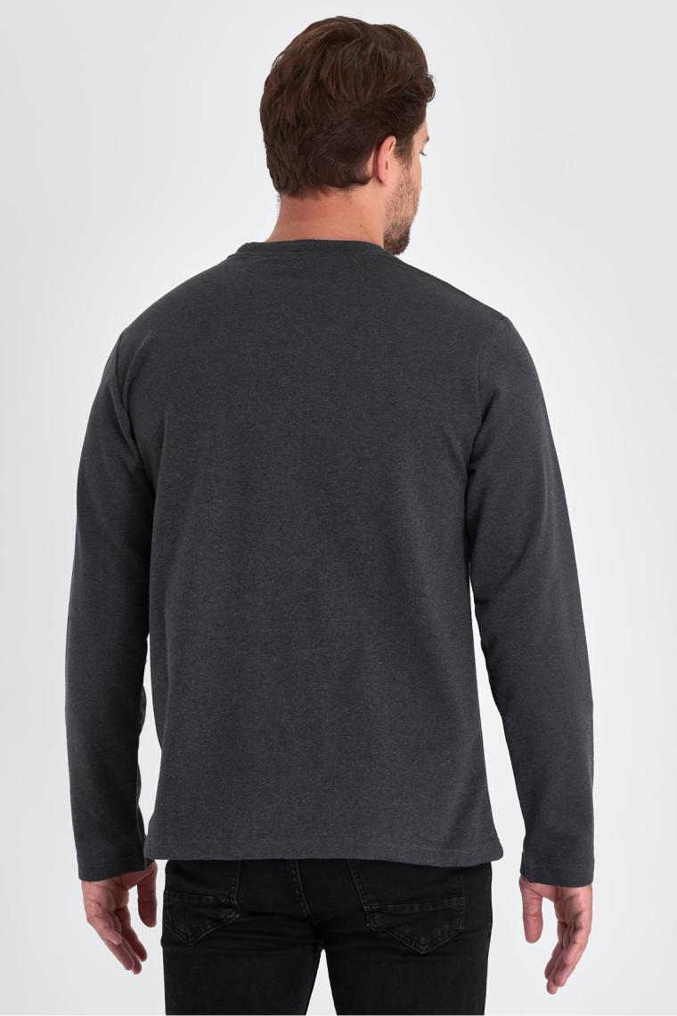 Mmetalic Erkek Antrasit Çift Bisiklet Yaka Standart Rahat Kesim Sweatshirt