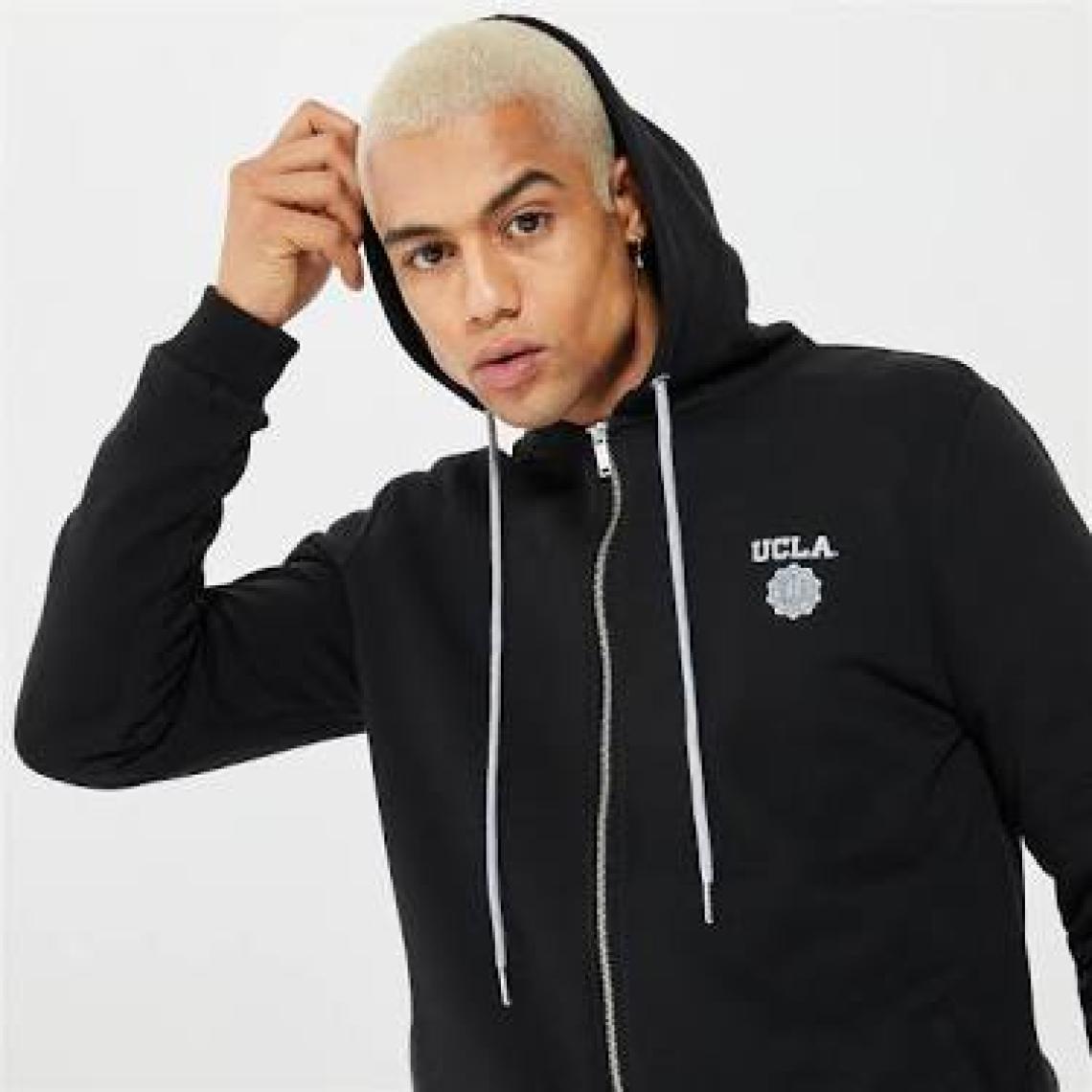 HILGARD Siyah Kapüşonlu Ve Fermuarlı Baskılı Standard Fit Erkek Sweatshirt