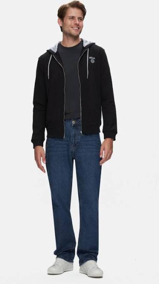 HILGARD Siyah Kapüşonlu Ve Fermuarlı Baskılı Standard Fit Erkek Sweatshirt