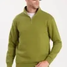 Tudors Unisex Relax Fit Rahat Kesim Pamuklu Içi Polarlı Yarım Fermuarlı Haki Dik Yaka Sweatshirt