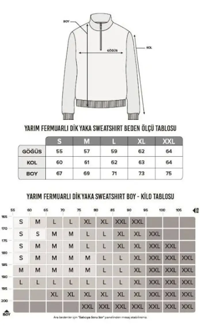 Unisex Relax Fit Rahat Kesim Pamuklu İçi Polarlı Yarım Fermuarlı Siyah Dik Yaka Sweatshirt