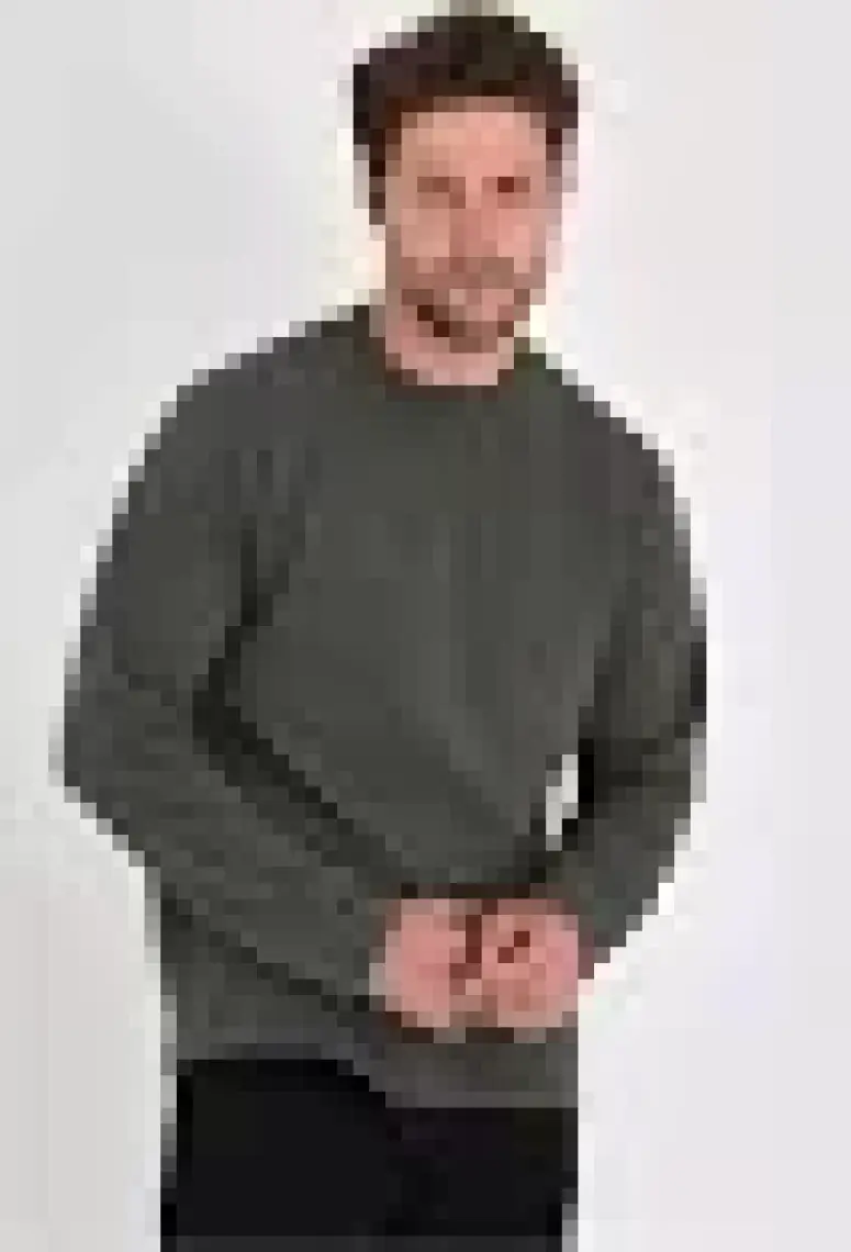 Mmetalic Erkek Haki Çift Bisiklet Yaka Standart Rahat Kesim Sweatshirt
