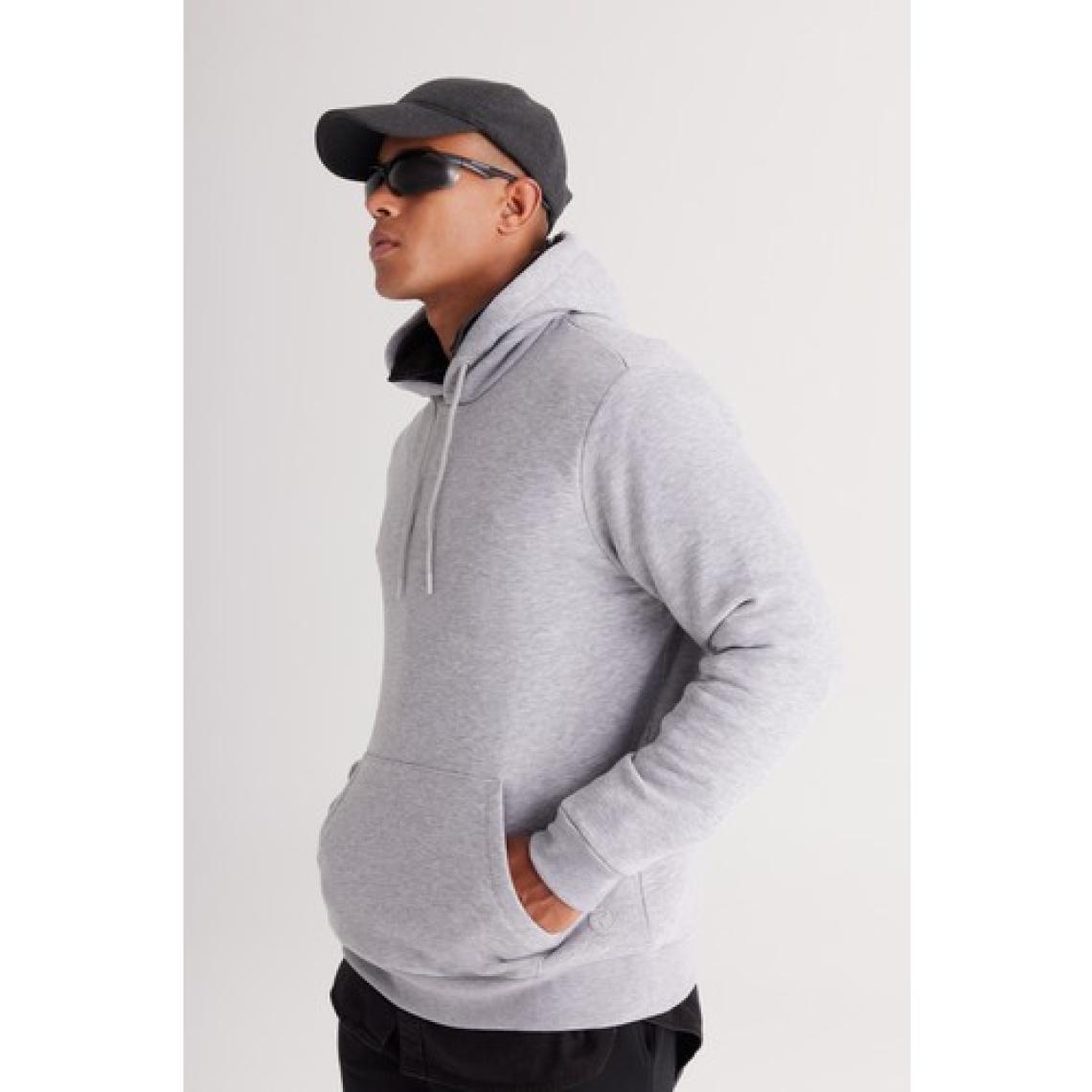 Altınyıldız Classics Erkek Gri Melanj Standart Fit Içi Polarlı 3 Iplik Kapüşonlu Kanguru Cepli Pamuklu Sweatshirt
