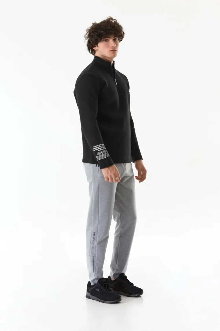 Basic Yarım Fermuarlı Dik Yaka  Sweatshirt