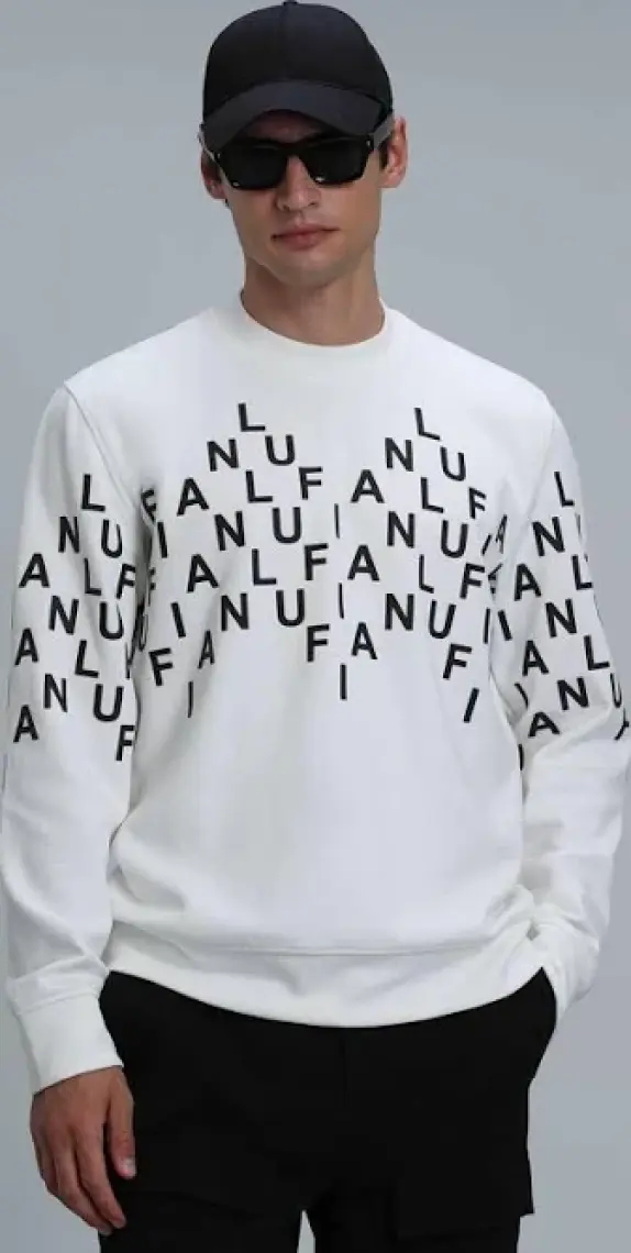 Lufian Rose Erkek Sweatshirt Kırık Beyaz