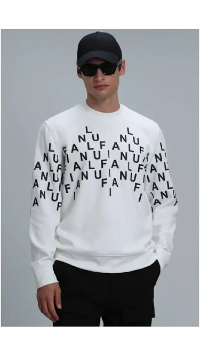 Lufian Rose Erkek Sweatshirt Kırık Beyaz