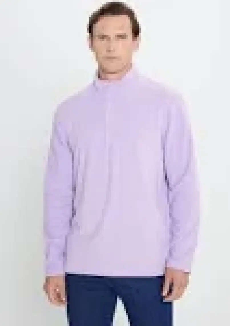 Altınyıldız Classics Erkek Lila Anti-Pilling Tüylenme Yapmayan Standart Fit Dik Yaka Polar Sweatshirt