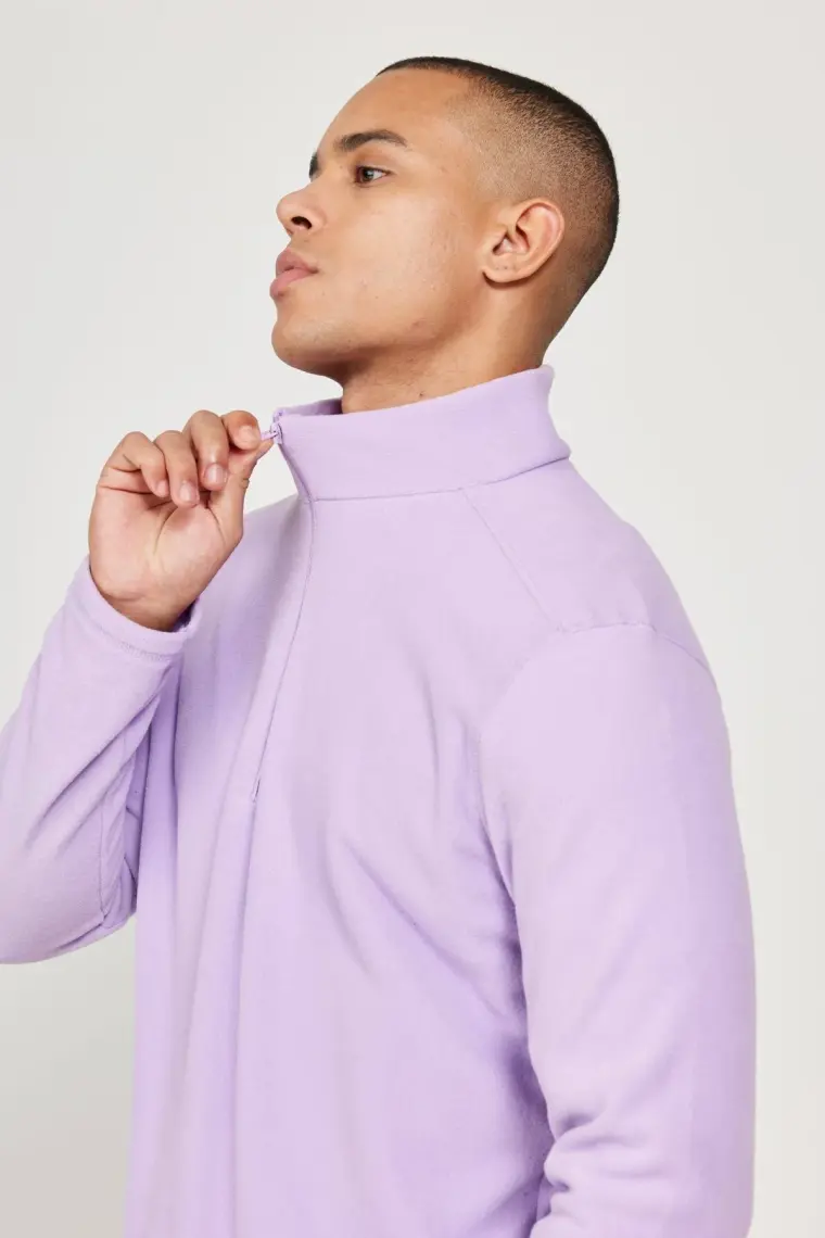 Altınyıldız Classics Erkek Lila Anti-Pilling Tüylenme Yapmayan Standart Fit Dik Yaka Polar Sweatshirt