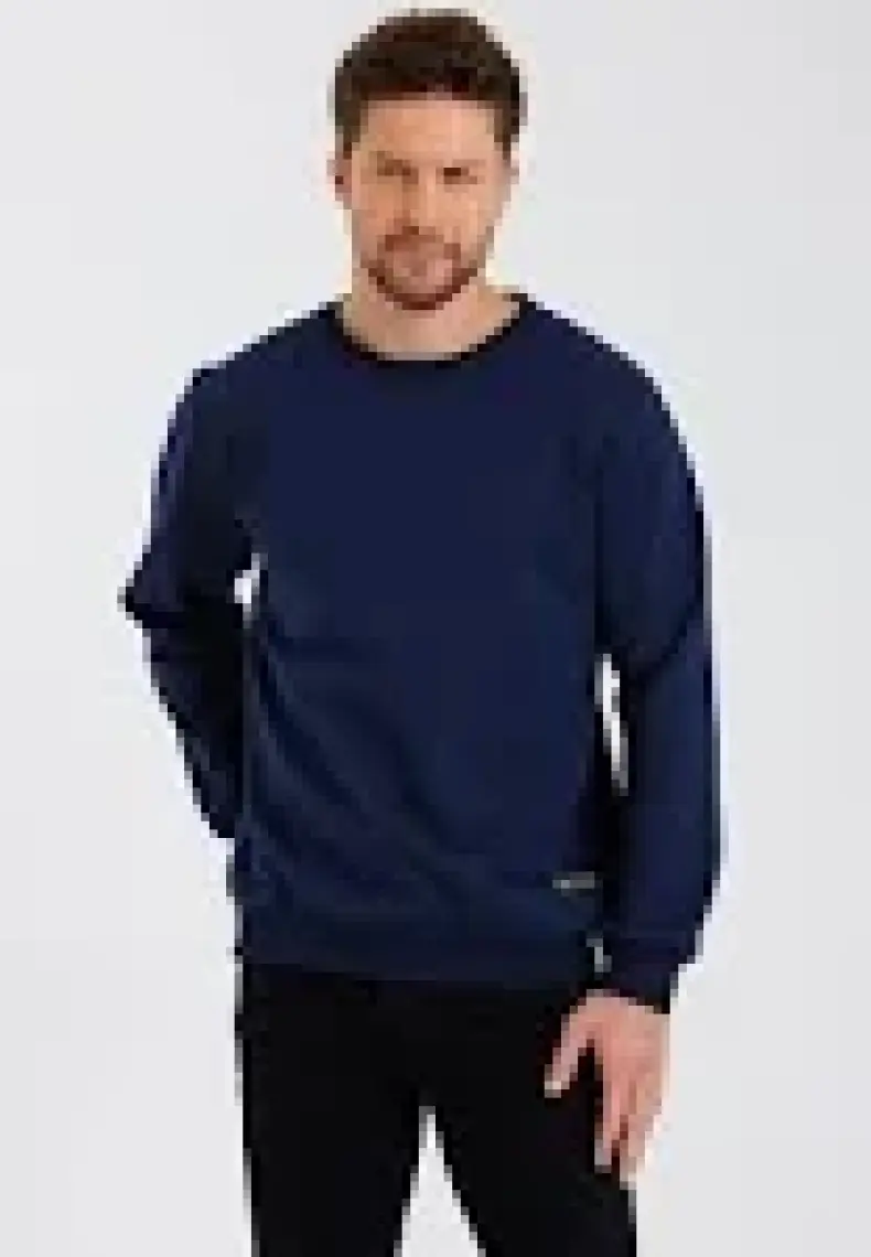 Mmetalic Bisiklet Yaka Etiket Detayı Içi Pamuklu Erkek Sweatshirt