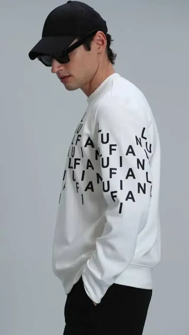 Lufian Rose Erkek Sweatshirt Kırık Beyaz
