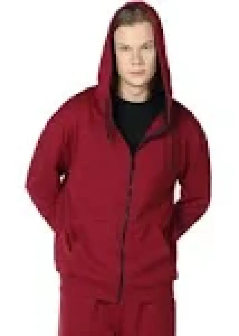 Defy's Erkek Kapüşonlu Fermuarlı Oversize Kalıp Sweatshirt Bordo