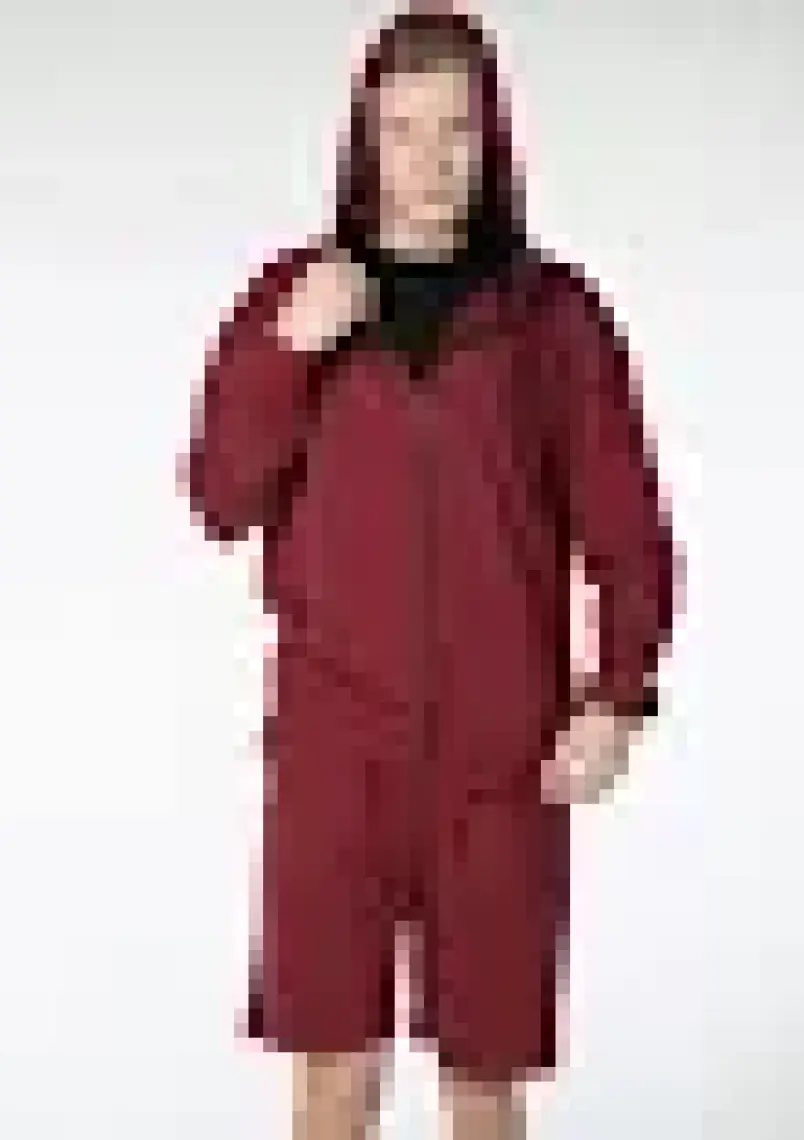 Defy's Erkek Kapüşonlu Fermuarlı Oversize Kalıp Sweatshirt Bordo