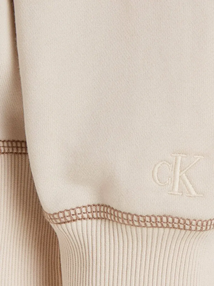 Calvin Klein Jeans Kapüşon Yaka Beyaz Erkek Sweatshırt J30J324623YBI