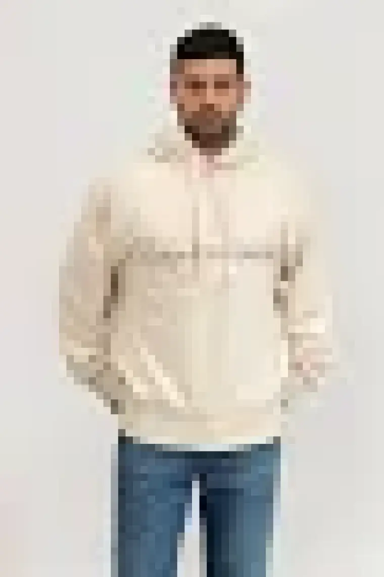 Calvin Klein Jeans Kapüşon Yaka Beyaz Erkek Sweatshırt J30J324623YBI