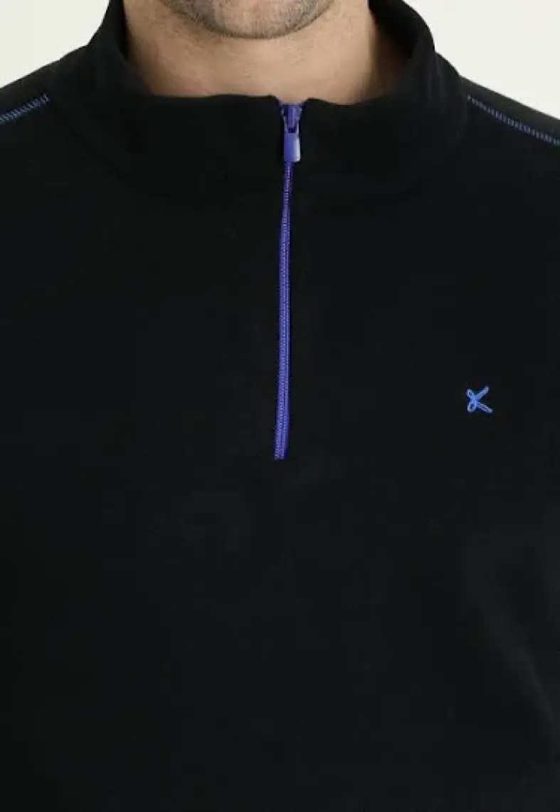 Yarım Fermuarlı Nakışlı Polar Sweatshirt