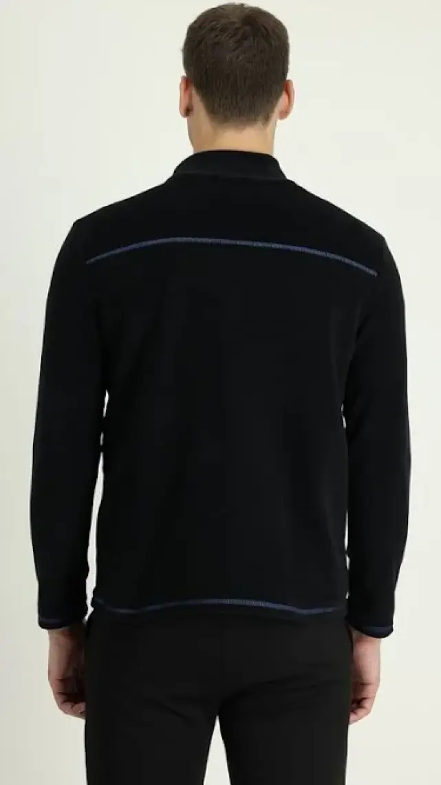 Yarım Fermuarlı Nakışlı Polar Sweatshirt