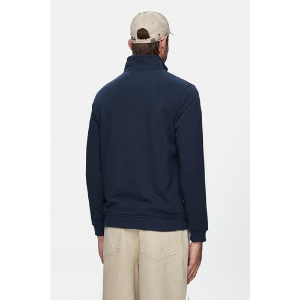 Ucla LEON Lacivert Yarım Fermuar Dik Yaka Nakışlı Standard Fit Erkek Sweatshirt