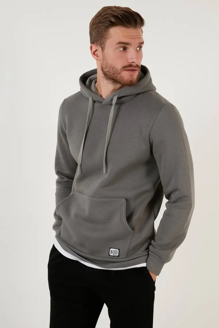 Buratti Slim Fit Kapüşonlu Kanguru Cepli İçi Tüylü Yumuşak Şardonlu Sweat Erkek SWEAT 5905281
