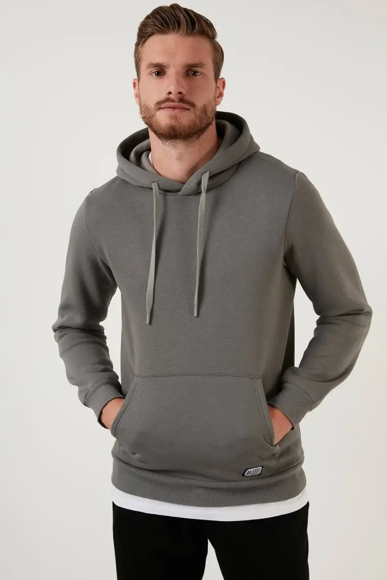 Buratti Slim Fit Kapüşonlu Kanguru Cepli İçi Tüylü Yumuşak Şardonlu Sweat Erkek SWEAT 5905281