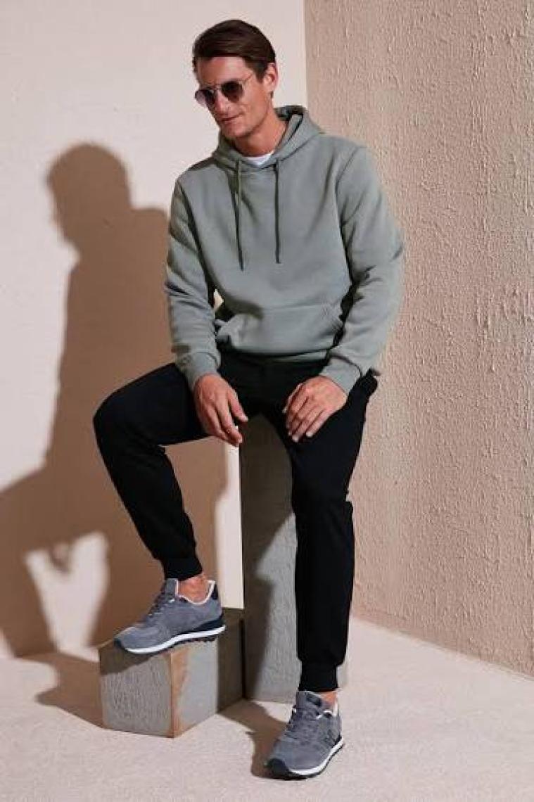 Buratti Slim Fit Kapüşonlu Kanguru Cepli İçi Tüylü Yumuşak Şardonlu Sweat Erkek SWEAT 5905281