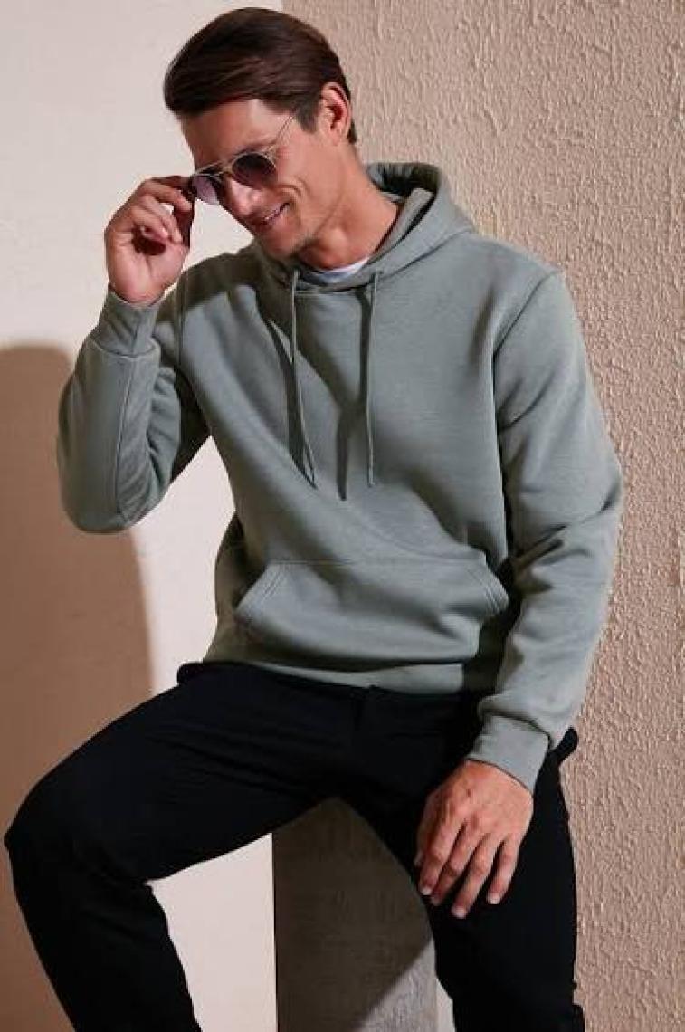 Buratti Slim Fit Kapüşonlu Kanguru Cepli İçi Tüylü Yumuşak Şardonlu Sweat Erkek SWEAT 5905281