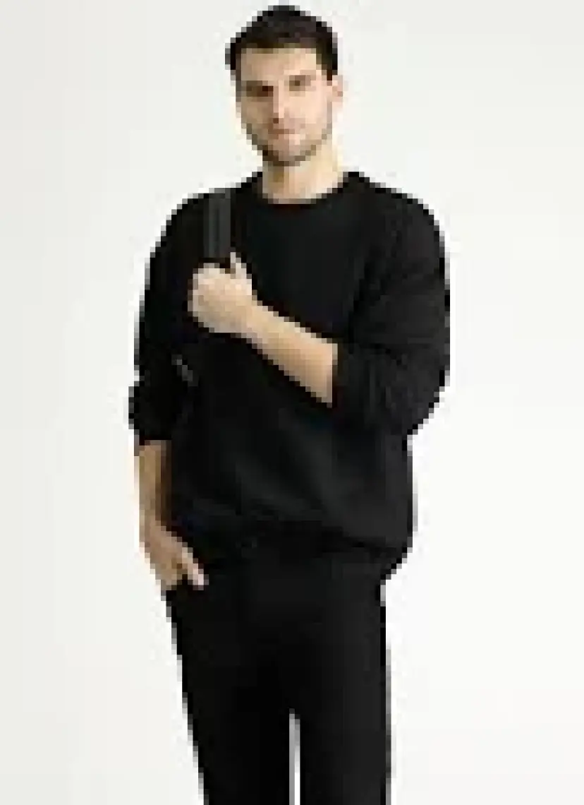 Bisiklet Yaka Oversize Pamuklu Sweatshirt